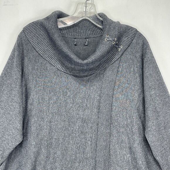 JM Collection Sweater Womens Size L Gray Crossover Turtleneck Dolman Sleeve - Picture 1 of 11